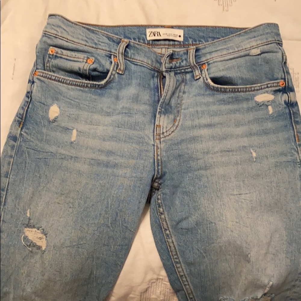 Zara Distressed Slim Boyfriend Jean Denim 4